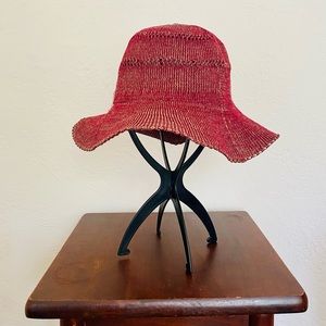 Free People woven floppy hat in Burgundy